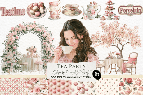 Download Tea Party Watercolor Clipart Set - Party Collection