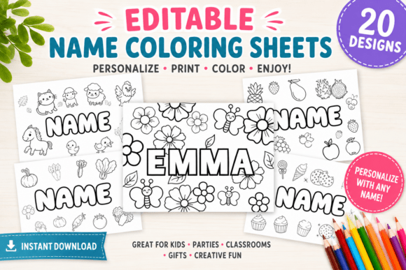 Download Canva Personalised Name Colouring Sheet - Canva Collection