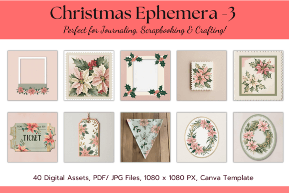 Download Christmas Ephemera Frames Canva Template - Canva Collection
