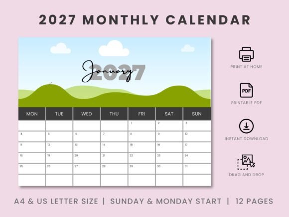 Download 2027 Monthly Custom Canva Frame Calendar - Canva Collection